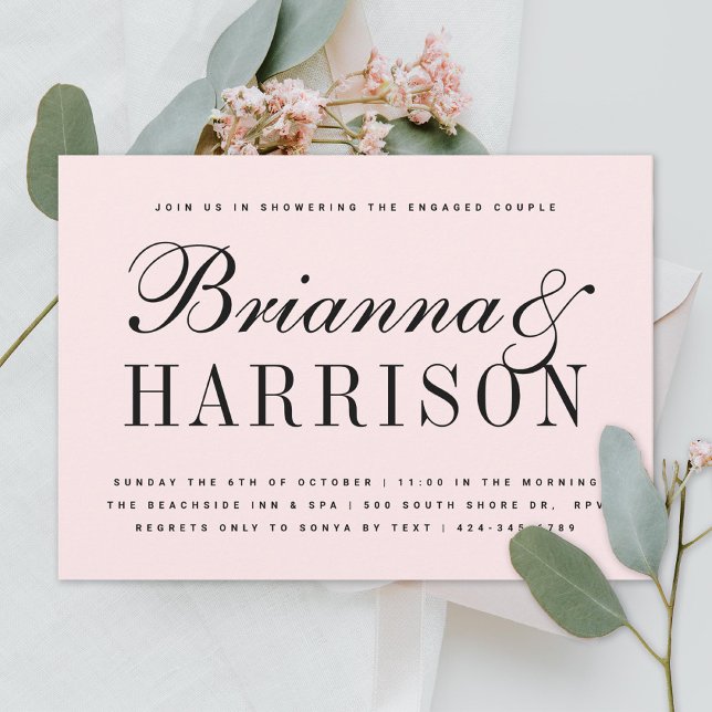 Blush Couples Names Wedding Shower Invitation (Creator Uploaded)
