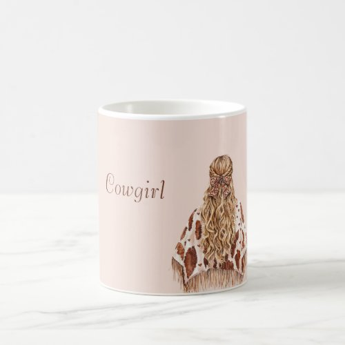 Blush Cow Print Cowgirl Poncho Coffee Mug