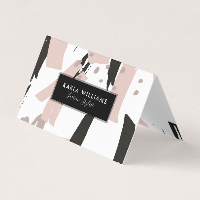 Blush Crash Modern BrushStrokes Composition Business Card (Front)