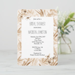 Blush Cream Butterflies Dragonflies Bridal Shower Invitation