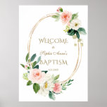 Blush Cream Floral Gold Frame Welcome Wedding Sign at Zazzle