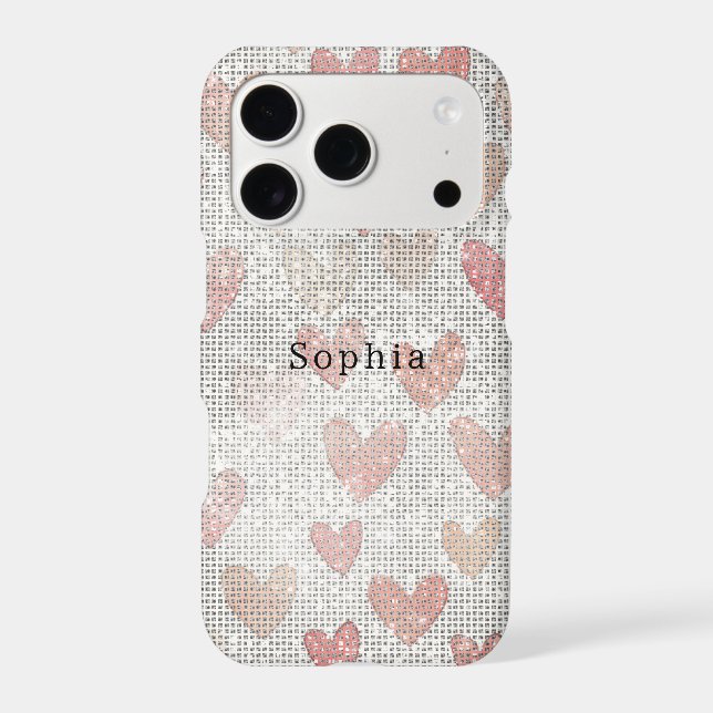 Blush Cream Hearts Sparkle Case-Mate iPhone Case (Back)