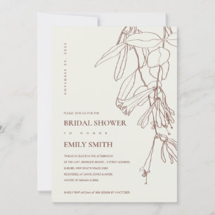 BLUSH CREAM LINE DRAWING FLORA BRIDAL SHOWER CARD