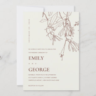 BLUSH CREAM LINE DRAWING FLORAL WEDDING INVITE
