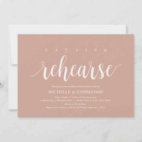 Blush Cream Rustic Wedding Rehearsal Dinner Invitation