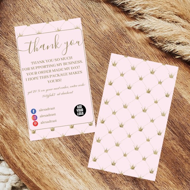 Blush Crown Chic Minimal Thank You Card (Creator Uploaded)