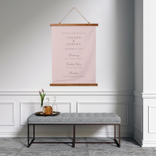 Blush Custom Color Wedding Welcome Sign Hanging Tapestry