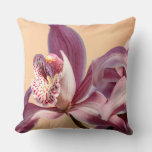 Blush Cymbidium Orchid Macro  Throw Pillow