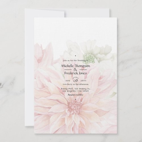Blush Dahlias Floral Wedding Invitation