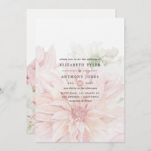 Blush Dahlias Floral Wedding Invitation