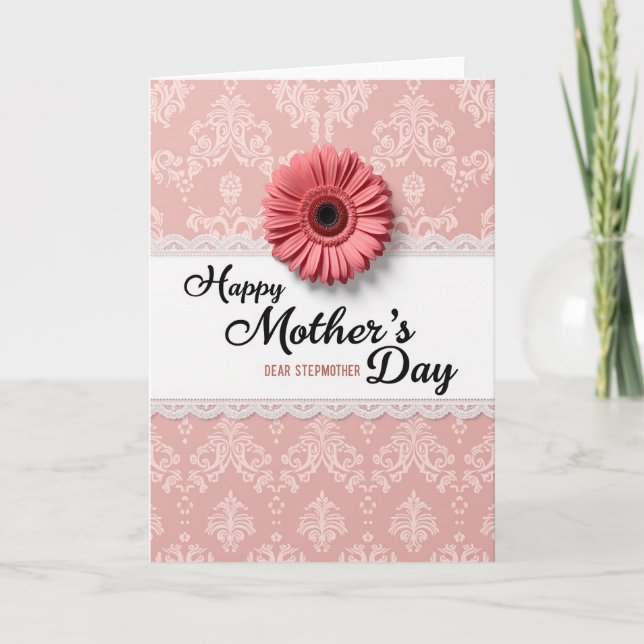 Blush Damask Mothers Day Card (Front)