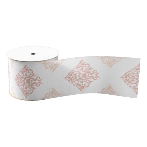 Blush Damask Pretty Custom Grosgrain Ribbon