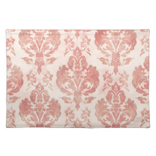 Blush Damask Watercolor Floral Vintage Pattern Cloth Placemat