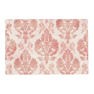 Blush Damask Watercolor Floral Vintage Pattern Placemat