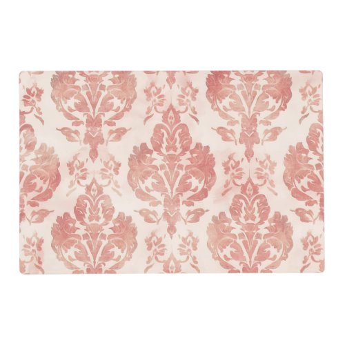 Blush Damask Watercolor Floral Vintage Pattern Placemat