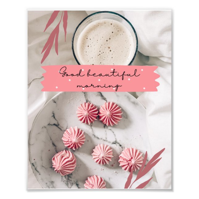 "Blush Dawn: A Pink Aesthetic Good Beautiful Morni Photo Print (Front)