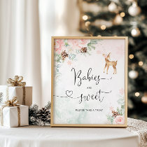 Blush deer pink snowflakes Babies are sweet Poster