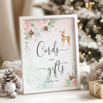 Blush deer pink snowflakes Cards and gifts Poster