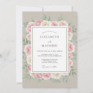 Blush Delicate Floral Romance Wedding Invitation
