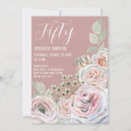 Blush Delicate watercolor flower palepink Birthday Invitation