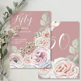 Blush Delicate watercolor flower palepink Birthday Invitation
