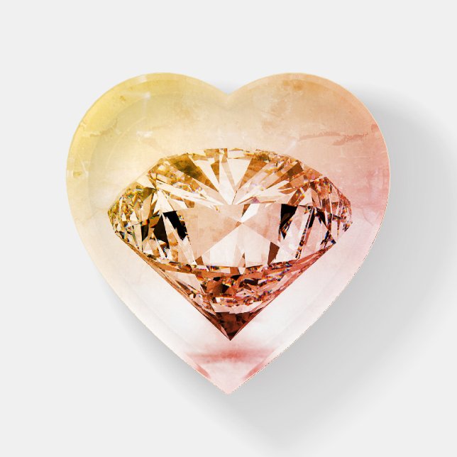 Blush Diamond Heart Shaped Paperweight (Front)