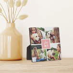 Blush | Dog Mom Photo Collage Plaque<br><div class="desc">Show off your dog mom status with this cute photo collage plaque featuring four square photos of you and your pup. "Dog Mom" appears in the center in white hand lettered typography on a blush pink square.</div>