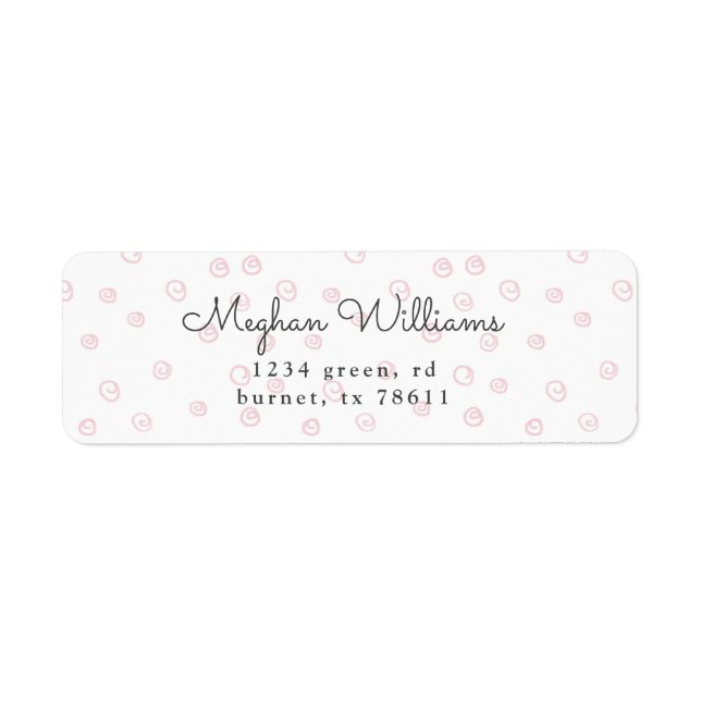 blush doodle swirl modern return address label (Front)