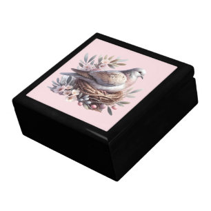 Blush Dove Nest with Flowers and Olive Branches Gift Box