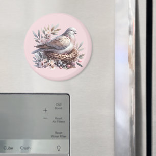Blush Dove Nest with Flowers and Olive Branches Magnet