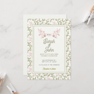 Blush Dove Olive Vine Wedding Invitation