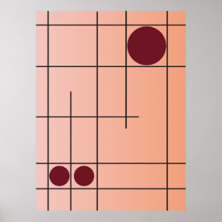 Blush Drift No. 1 Pink and Burgundy Geometric Art Poster