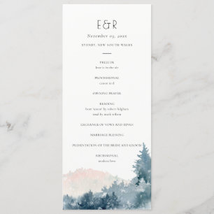 BLUSH DUSKY BLUE MOUNTAIN WEDDING CEREMONY PROGRAM