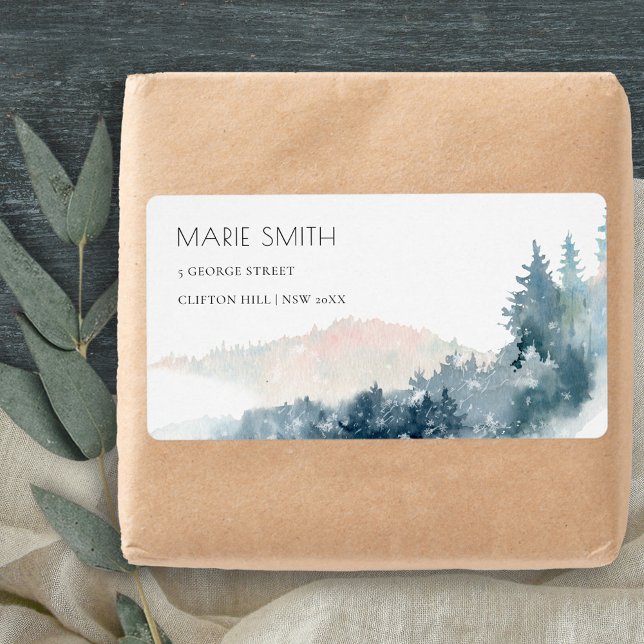 BLUSH DUSKY BLUE MOUNTAINS PINE ADDRESS LABEL (Creator Uploaded)
