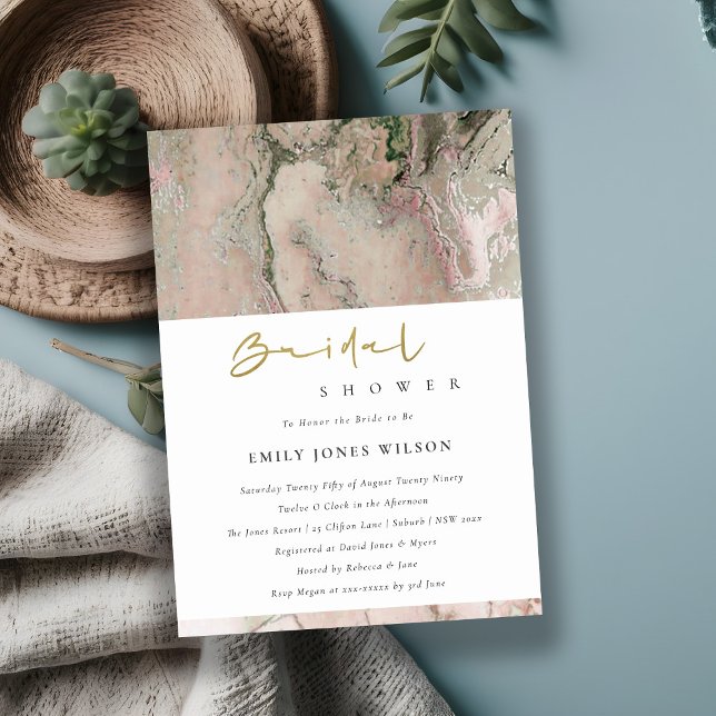 BLUSH DUSKY ROSE GOLD AGATE BRIDAL SHOWER INVITE (Creator Uploaded)