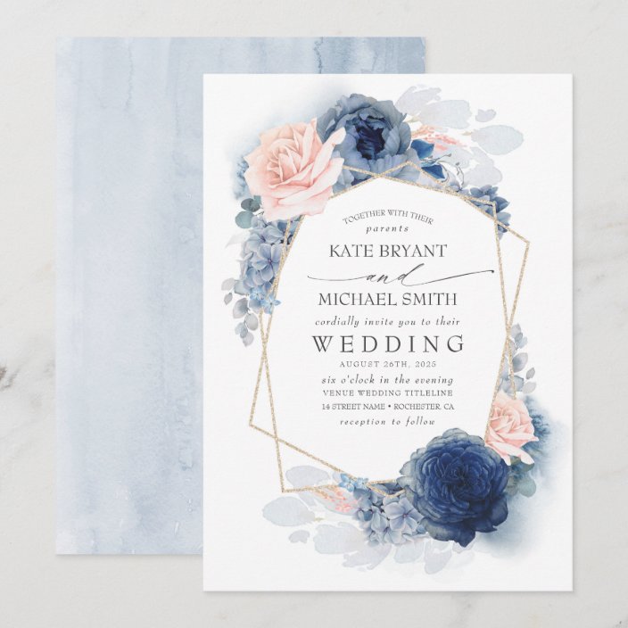 blue floral invitation