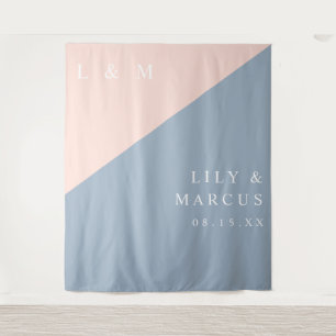 Blush Dusty Blue Modern Wedding Photo Backdrop