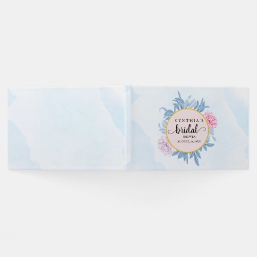 Blush Dusty Blue Watercolor Bridal Shower Guest Book