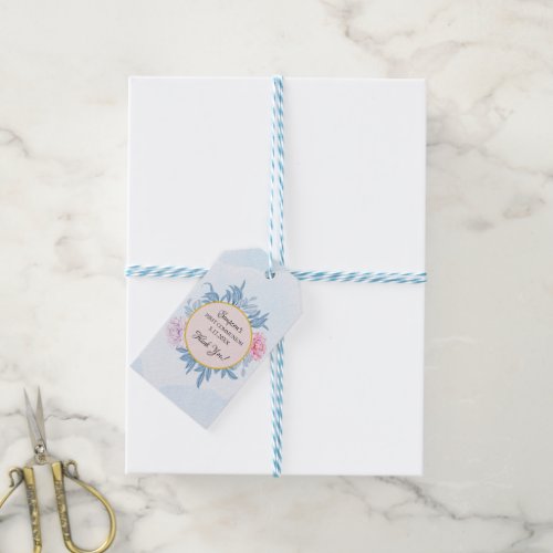 Blush Dusty Blue Watercolor ConfirmationFavor Gift Tags