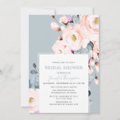 Blush & Dusty Blue Watercolor Floral Bridal Shower Invitation (Front)