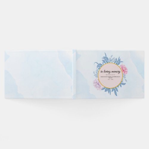 Blush Dusty Blue Watercolor Funeral Guest Book