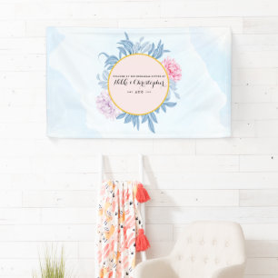 Blush Dusty Blue Watercolor Rehearsal Dinner Banner
