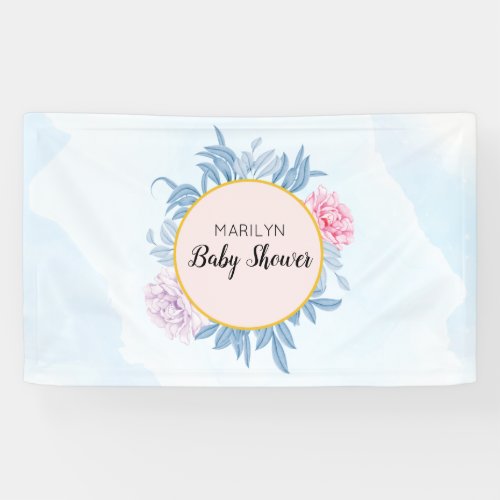 Blush Dusty Blue Watercolor Succulent Baby Shower Banner