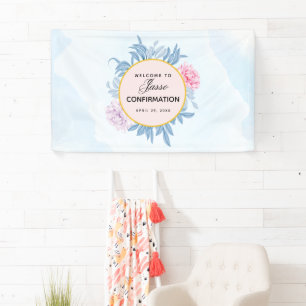 Blush Dusty Blue Watercolor Succulent Confirmation Banner
