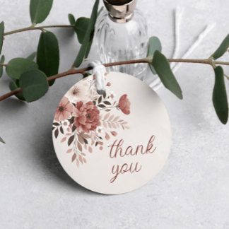 Blush Dusty Floral Wedding Thank You Favor Tags