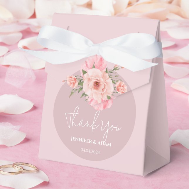 Blush Dusty Pink Floral Bridal Wedding Shower  Favor Boxes (Wedding)