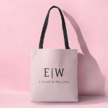 Blush Dusty Pink Girly Script Monogram Modern Tote Bag<br><div class="desc">Blush Dusty Pink Elegant Add Your Own Name Monogram Book Bag. This Book Bag can be customized to include your initial and first name and given as a gift for Christmas,  Sweet 16 Birthday,  Bridal Shower or a Wedding.</div>