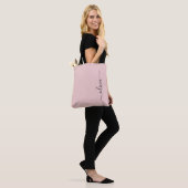 Blush Dusty Pink Girly Script Monogram Modern Tote Bag (On Model)