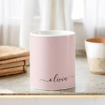 Blush Dusty Pink Girly Script Monogram Name Modern Coffee Mug<br><div class="desc">Blush Dusty Pink Monogram Name Coffee Cup or Mug. This makes the perfect sweet 16 birthday,  wedding,  bridal shower,  anniversary,  baby shower or bachelorette party gift for someone that loves glam luxury and chic styles.</div>