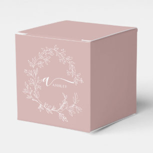 Blush Dusty Pink Girly Script Monogram Name Modern Favor Boxes